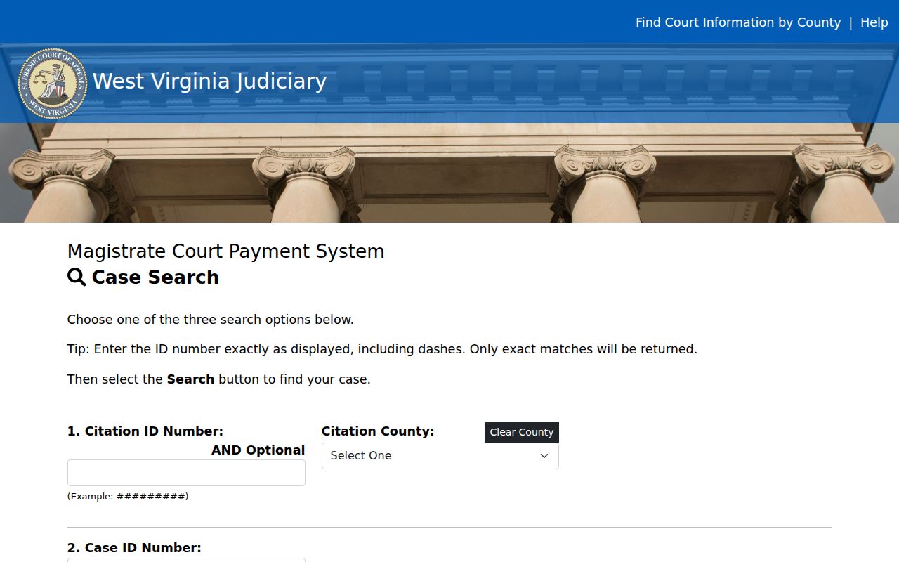 Cabell County traffic court record citation ID search