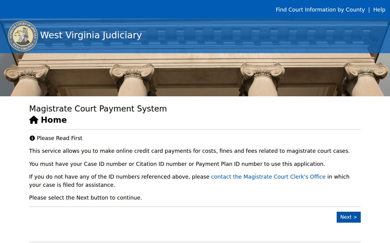 Cabell County traffic court record payment fee notice